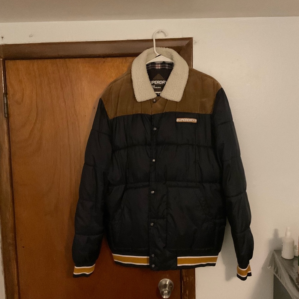 Superdry Men's Black and Brown Puffer Jacket